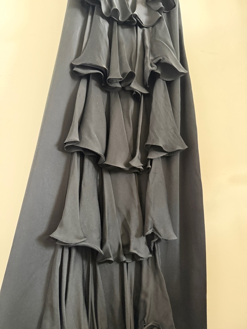 Marchesa Black Slip ruffles Maxi Dress Elegant Spaghetti Strap form fitting 0 - Picture 4 of 7